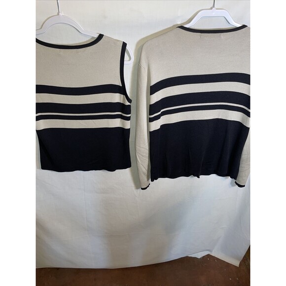 Geoffrey Beene Light Cardigan With Camisole Women’s Size Medium Black Beige - Picture 12 of 12